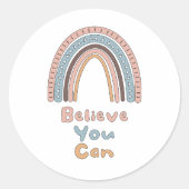 Geloof dat je boho-kleurige regenboog kunt motivat ronde sticker (Voorkant)