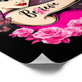 geloof dat roze ribbon sterke vrouwen borstkanker poster (Hoek)