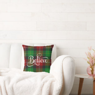 Geloof Decorative Witte Schrift Rode Groene Schots Kussen