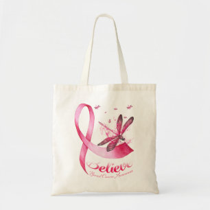 Geloof Dragonfly roze lintblaaskanker Tote Bag