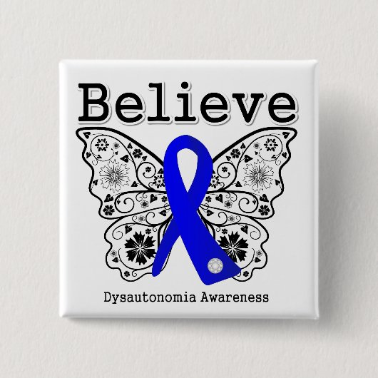 Geloof Dysautonomia Awareness Vierkante Button 5,1 Cm (Voorkant)