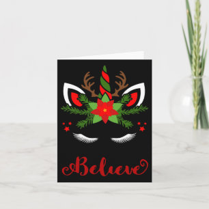 Geloof Eenhoorn Rendier Gezicht Schattigee Kerstma Kaart