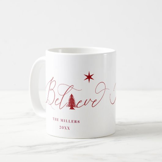 Geloof elegant script monogram vakantie mok (Voorkant links)