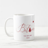Geloof elegant script monogram vakantie mok (Links)