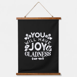 Geloof en Geluk – Quotes over Vreugde en Blijdscha Hangend Wandkleed
