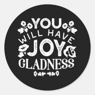 Geloof en Geluk – Quotes over Vreugde en Blijdscha Ronde Sticker