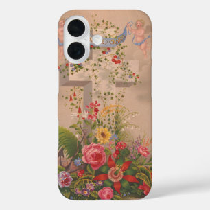 Geloof en liefde en bloemen iPhone 16 hoesje
