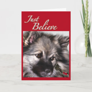 "Geloof" enkel Kerstkaart Keeshond Feestdagen Kaart