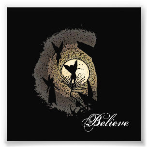 "Geloof" Fairies en de Moonlight Fantasy Print Foto Afdruk