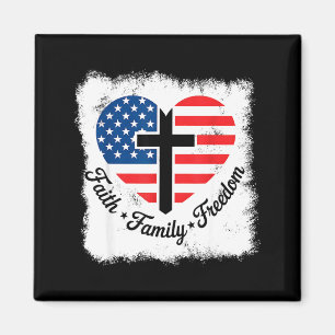 Geloof Familie Dom Usa Vlag Kruis Hart Patriotisch Magneet