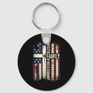 Geloof Familie Dom Usa Vlag Sleutelhanger