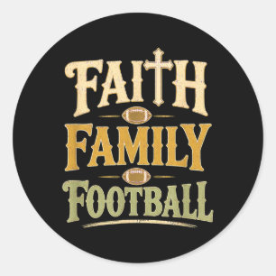 Geloof Familie Football Christelijke Speldag Herfs Ronde Sticker