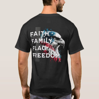 Geloof, familie, vlag, vrijheid, patriottische ade t-shirt