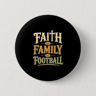 Geloof familie voetbal christelijke spel dag herfs ronde button 5,7 cm