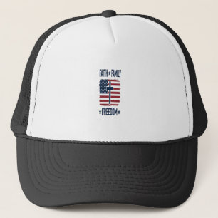 Geloof Familie Vrijheid Patriottisch Kruis USA Vla Trucker Pet