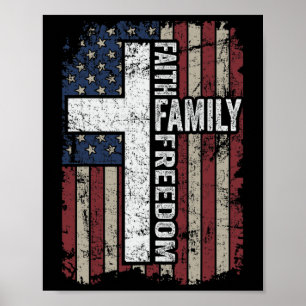 Geloof Familie Vrijheid - Patriottische Christelij Poster