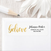 Geloof Faux Gold Handgeschreven Script Vakantie Etiket (Insitu)