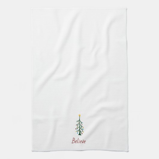 Geloof Feestelijke Kerstboom Pine Evergreen Theedoek (Verticaal)