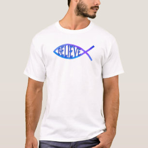 Geloof Fish-blauw T-shirt
