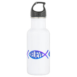 Geloof Fish-blauw Waterfles