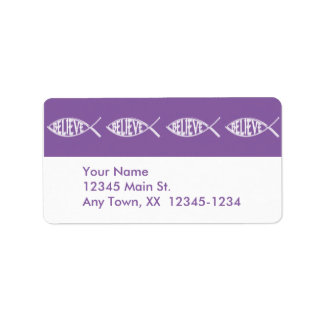 Geloof Fish Lavender Etiket