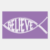 Geloof Fish Lavender Rechthoekige Sticker (Voorkant)