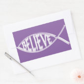 Geloof Fish Lavender Rechthoekige Sticker (Envelop)