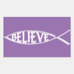 Geloof Fish Lavender Rechthoekige Sticker