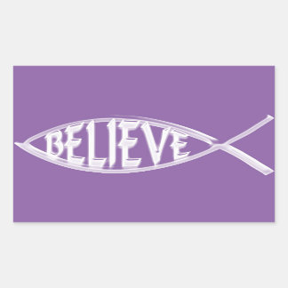 Geloof Fish Lavender Rechthoekige Sticker