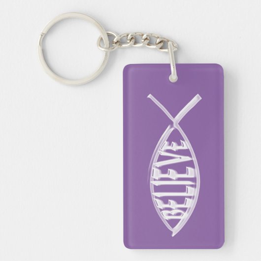 Geloof Fish Lavender Sleutelhanger (Voorkant)