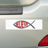 Geloof Fish-Red Bumpersticker (Op auto)