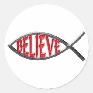Geloof Fish-Red Ronde Sticker