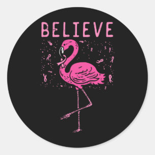 Geloof Flamingo Pink Ribbon Breast Cancer Awarene Ronde Sticker