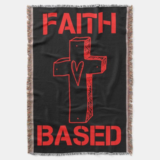 Geloof gebaseerd kruis en hart deken (Voorkant Verticaal)