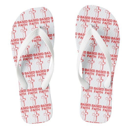 Geloof gebaseerd Kruis en hart wit all-over Teenslippers (Voetbed)