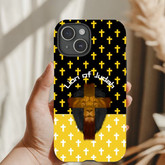 Geloof Geel Zwart Wit Kruis Leeuw van Juda  Case-Mate iPhone Case