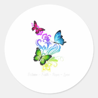 Geloof geloven in Faith Hope Love Butterfly Gift Ronde Sticker
