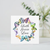 Geloof, genade en liefde met vlinders kaart (Staand voorkant)