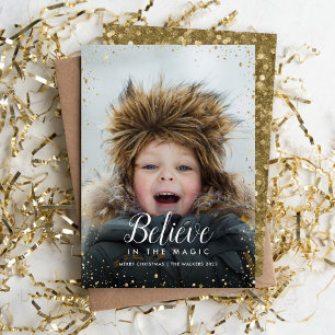 Geloof Glitz Faux Glitter Photo Overlay Feestdagenkaart