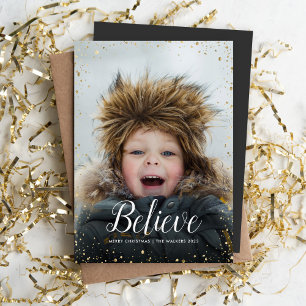 Geloof Glitz Faux Glitter Photo Overlay Feestdagenkaart