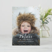 Geloof | Glitz Faux Glitter Photo Overlay Feestdagenkaart (Staand voorkant)
