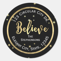 Geloof Gold Stars Kerst retour adres label