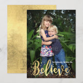 Geloof Gold Writing Christmas Photo Wenskaart Feestdagenkaart (Voorkant / Achterkant)