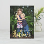 Geloof Gold Writing Christmas Photo Wenskaart Feestdagenkaart (Staand voorkant)