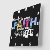 Geloof groter dan angst vierkante klok (Hoek)