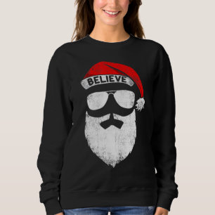 Geloof het citaat op Santa Hat Mustache Family Reu Trui