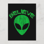 GELOOF - HET GROENE ALIEN HOOFDONTWERP BRIEFKAART (Voorkant)