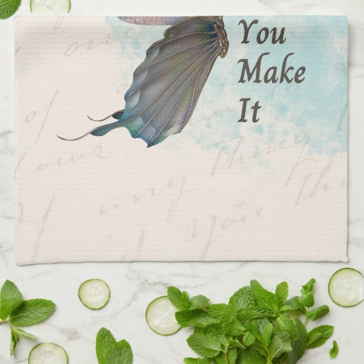 Geloof het tot je het met vlinder maakt theedoek (Gevouwen)