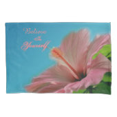 Geloof Hibiscus Flower Inspirerend Quote Kussensloop (Voorkant)