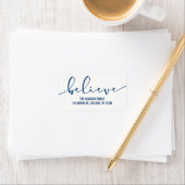 Geloof HOLIDAY BLUE Hand Letterig script Etiket (Insitu)